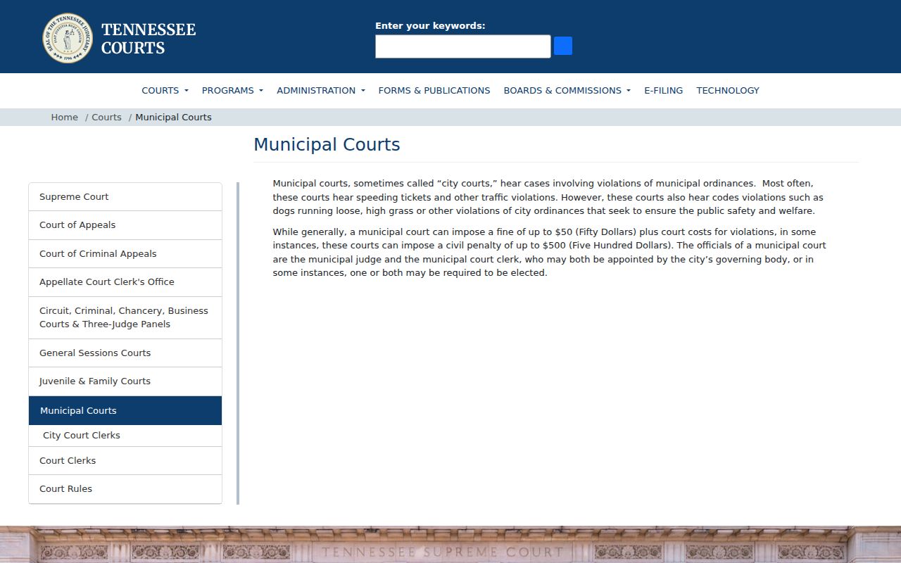 Sequatchie County municipal warrant context from the Tennessee AOC municipal courts page