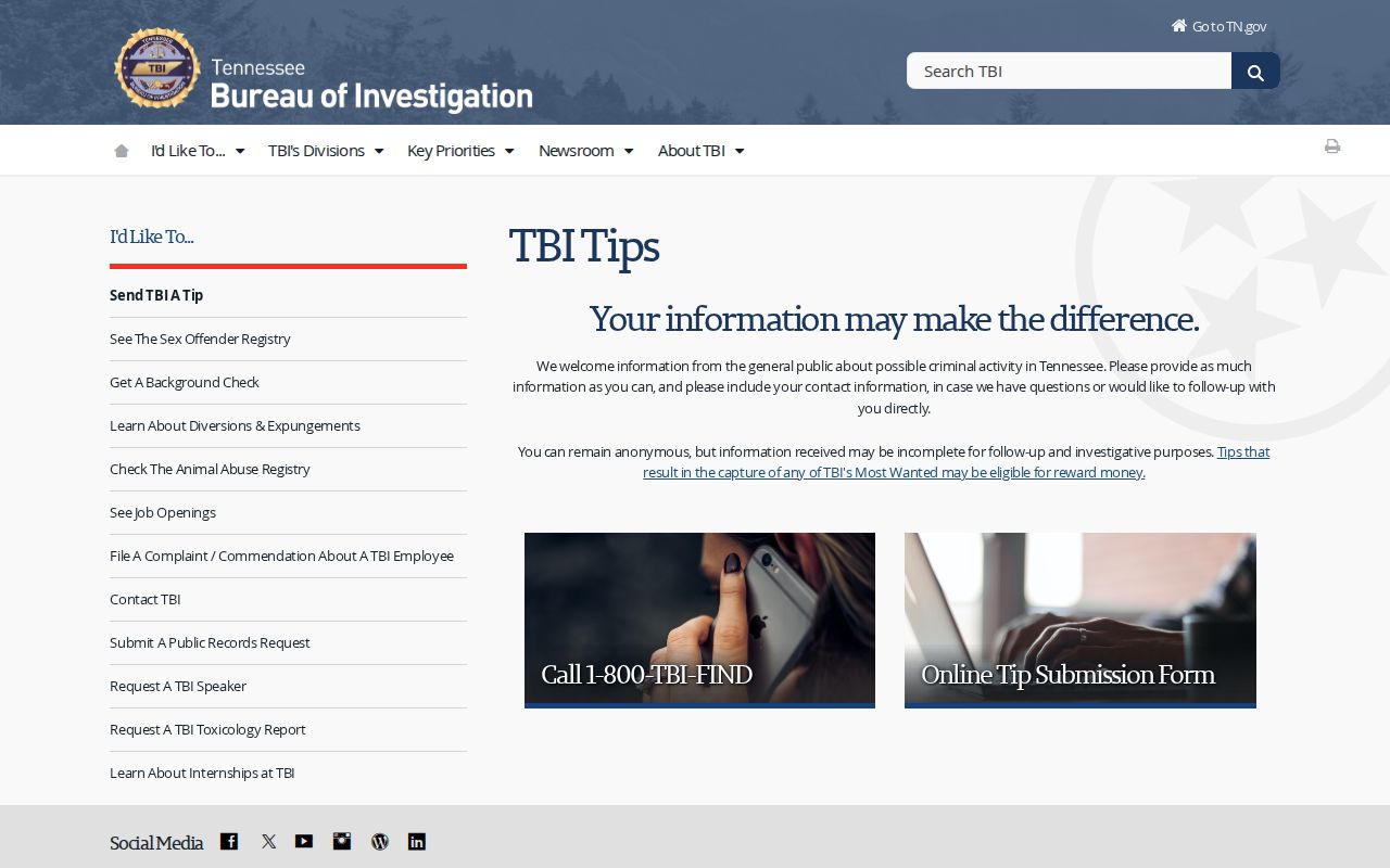 Sequatchie County most wanted safety reference for the anonymous TBI tip channel